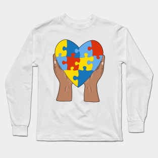 Asperger's Syndrome Heart Colorful Puzzle Long Sleeve T-Shirt